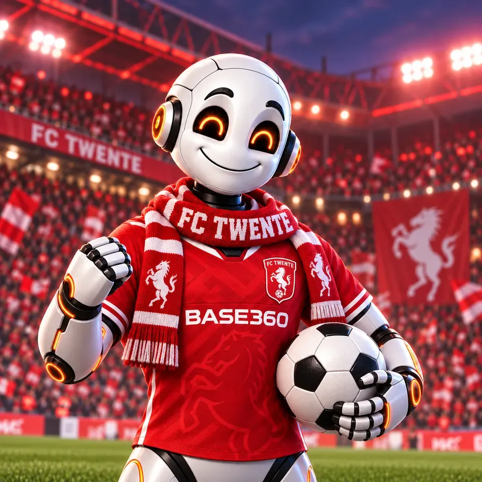 Bassie in het shirt van FC Twente, op een wedstrijddag